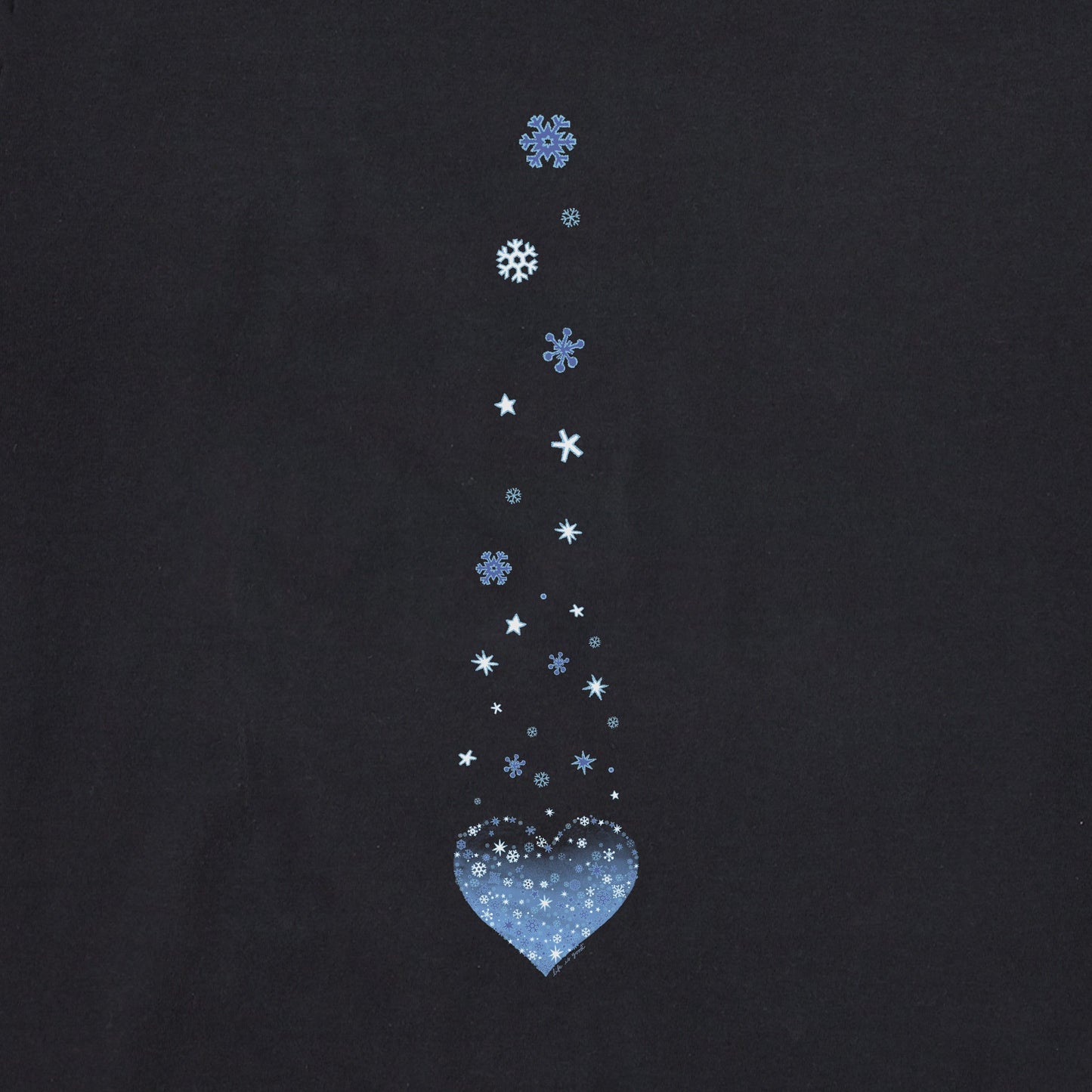 Women's Winter Heart Snowflakes Long Sleeve Crusher Tee