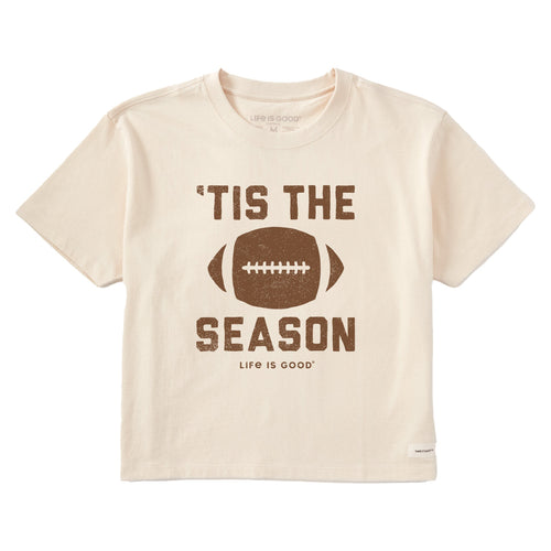 Women's Tis The Football Season Short Sleeve Crusher Boxy Tee