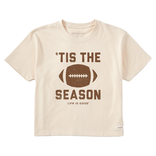 Women's Tis The Football Season Short Sleeve Crusher Boxy Tee
