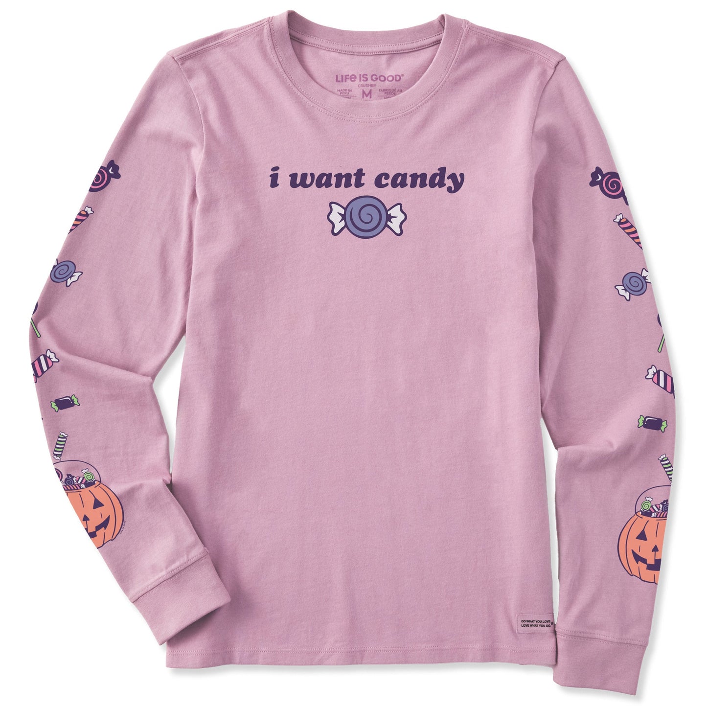 Women's I Want Candy Long Sleeve Crusher Tee