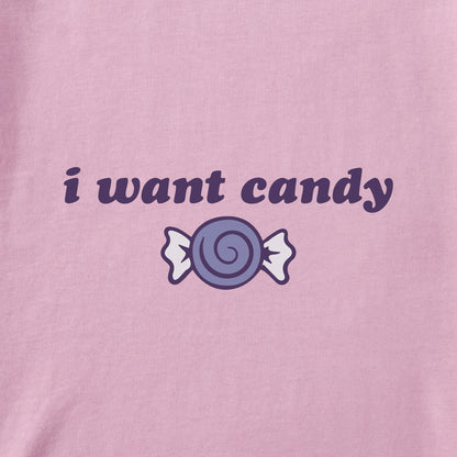 Women's I Want Candy Long Sleeve Crusher Tee