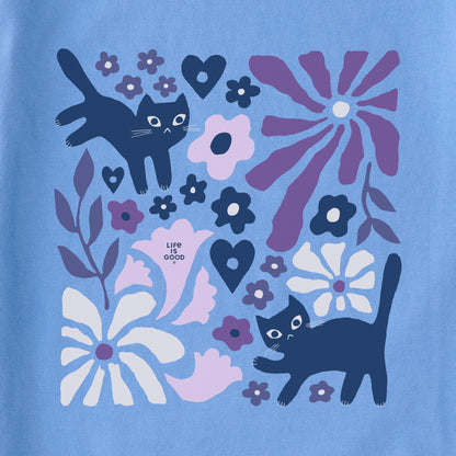 Women's Cats in Flower Field Simply True Fleece Hoodie