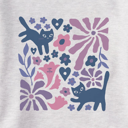 Women's Cats in Flower Field Simply True Fleece Hoodie