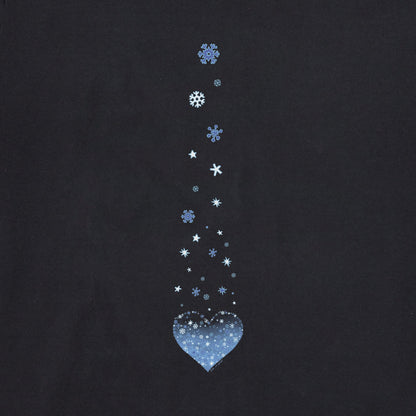 Women's Winter Heart Snowflakes Long Sleeve Crusher Tee