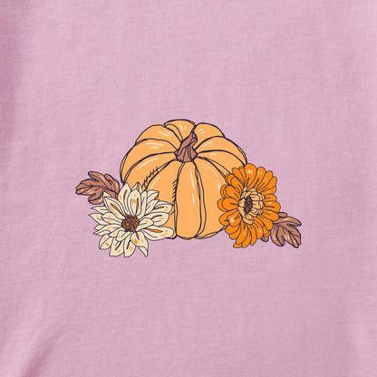 Women's Autumn Floral Pumpkins Long Sleeve Crusher Tee
