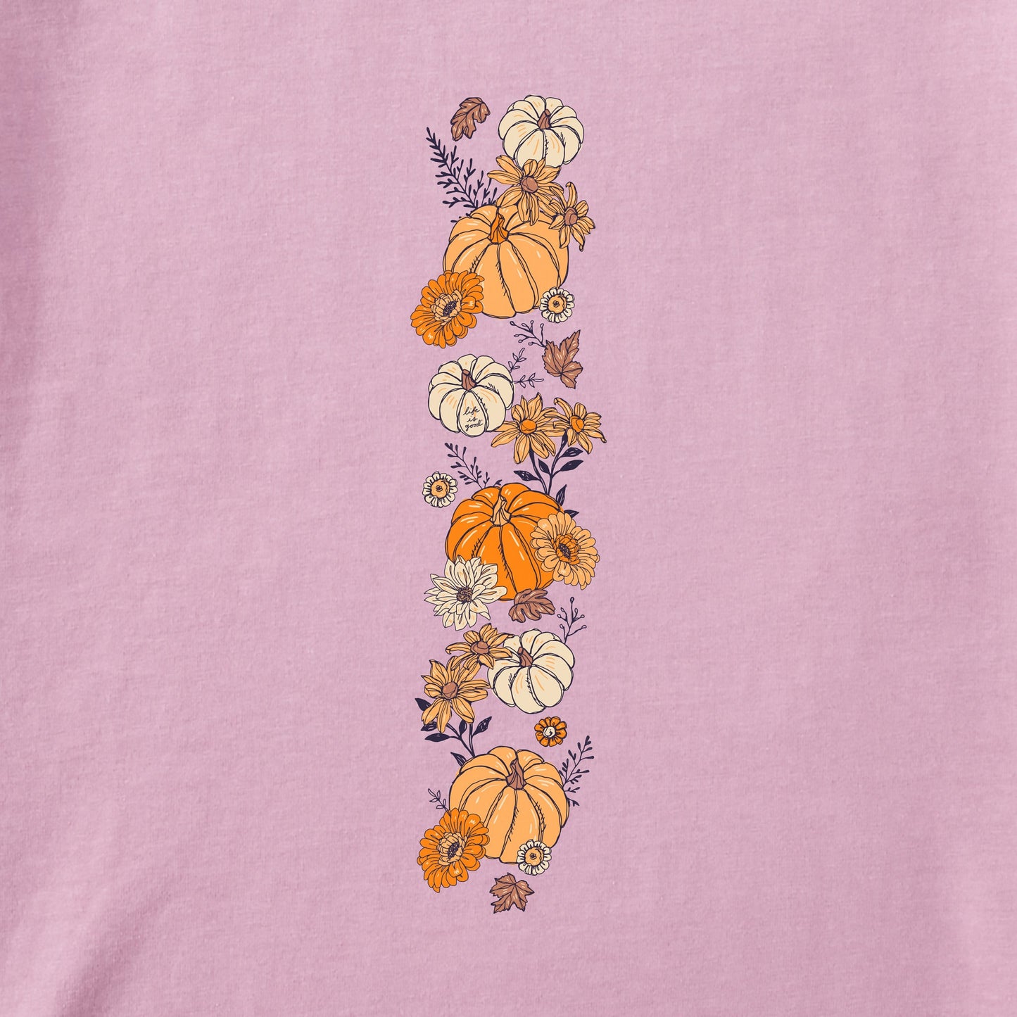 Women's Autumn Floral Pumpkins Long Sleeve Crusher Tee