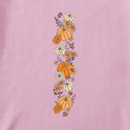 Women's Autumn Floral Pumpkins Long Sleeve Crusher Tee