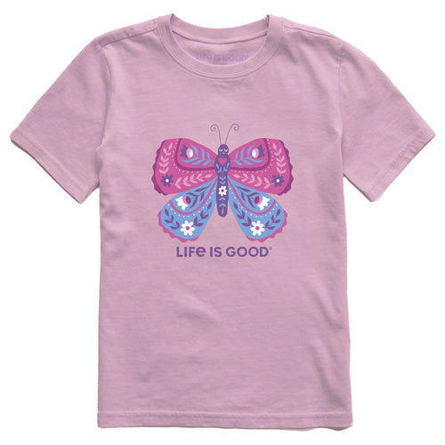 Kids Butterfly Flowers Short Sleeve Crusher Tee