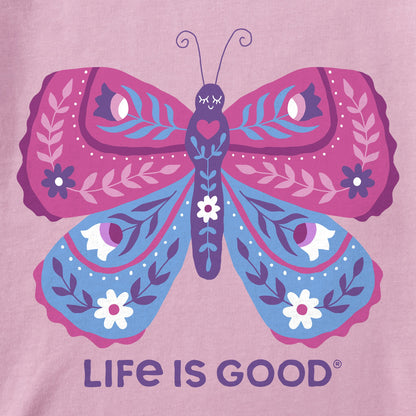 Kids Butterfly Flowers Short Sleeve Crusher Tee