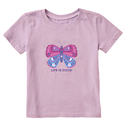Toddler Butterfly Flowers Short Sleeve Crusher Tee