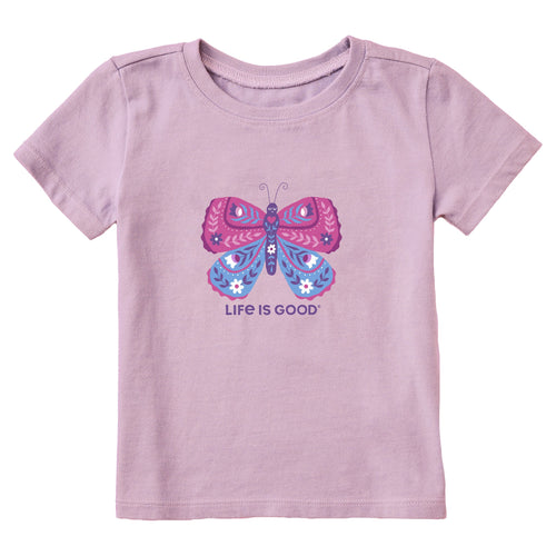 Toddler Butterfly Flowers Short Sleeve Crusher Tee