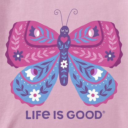 Toddler Butterfly Flowers Short Sleeve Crusher Tee