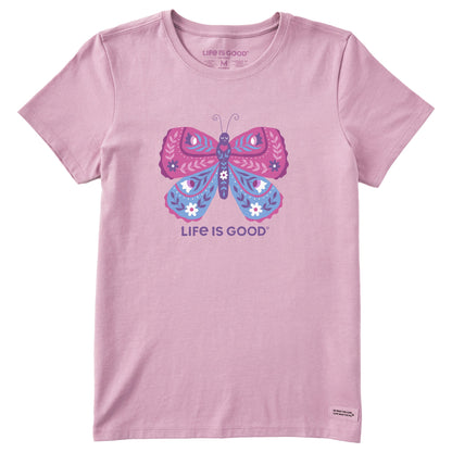 Women's Butterfly Flowers Short Sleeve Crusher Tee