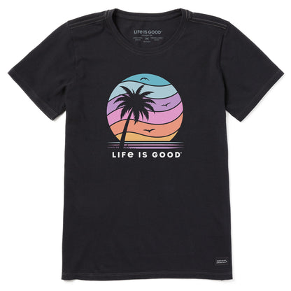 Women's Single Palm Sunset Short Sleeve Crusher Tee